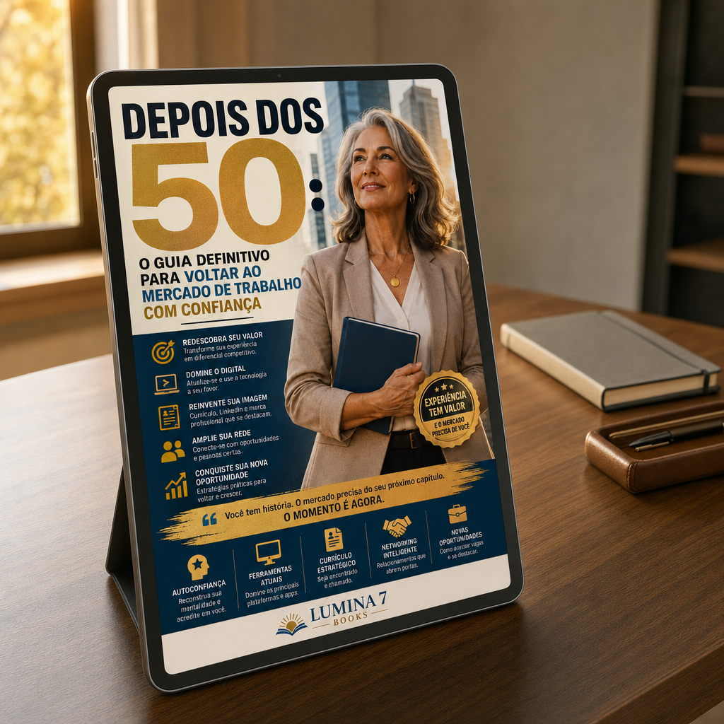 Capa do e-book Depois dos 50: O Guia Definitivo para Voltar ao Mercado de Trabalho com Confiança