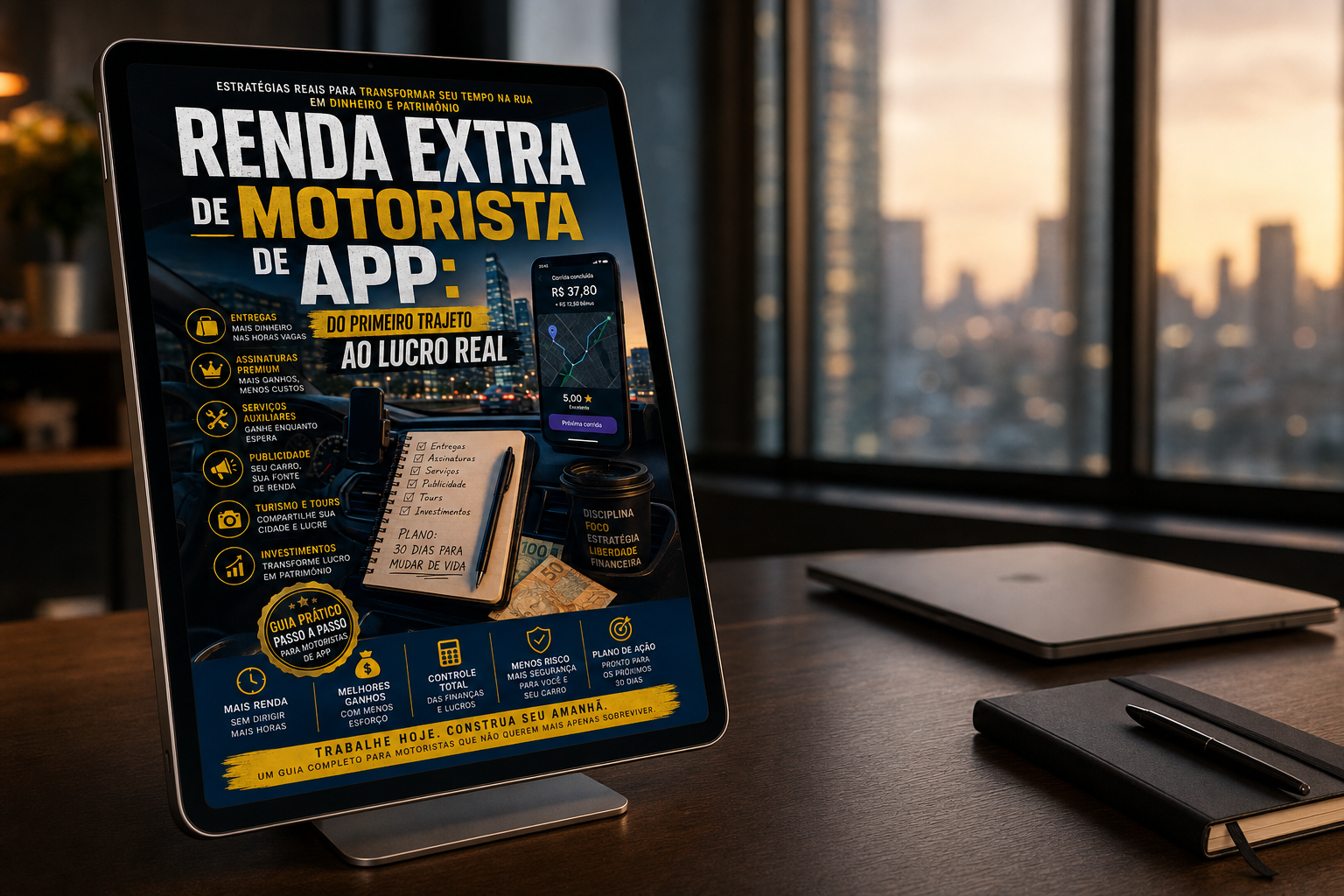 Capa do e-book Renda Extra de Motorista de App: Do Primeiro Trajeto ao Lucro Real